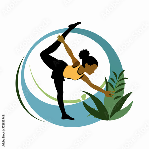 Graceful Girl Doing Cartwheel with Energy against Circular Background