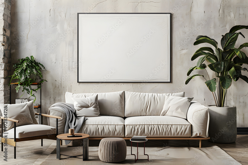 Frame mockup, ISO A paper size. Living room wall poster mockup. Interior mockup with house background. Modern interior design. 3D render mockup. Generative Ai. Frame mockup, ISO A paper size. Living room wall poster mockup. Interior mockup with house background. Modern interior design. 3D render mockup. Generative Ai.