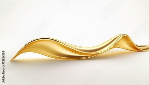 Złota fala na białym tle. Abstrakcyjne tło © Monika