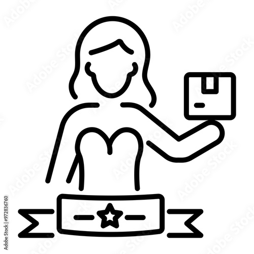 Linear style icon of brand ambassador advertising 