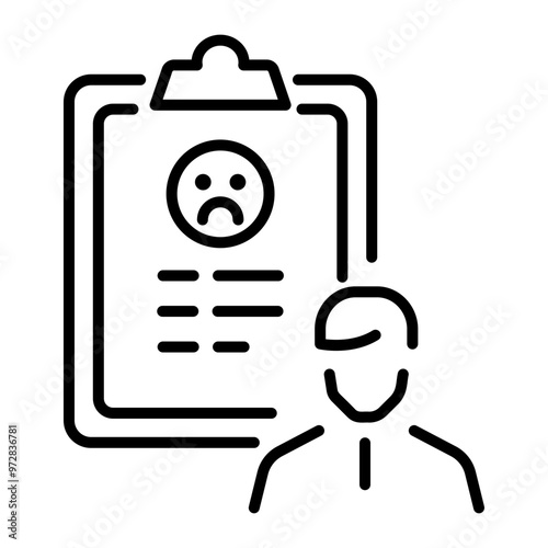 An outline style icon of customer complaint