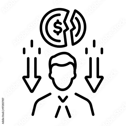 A line style icon of low sales  