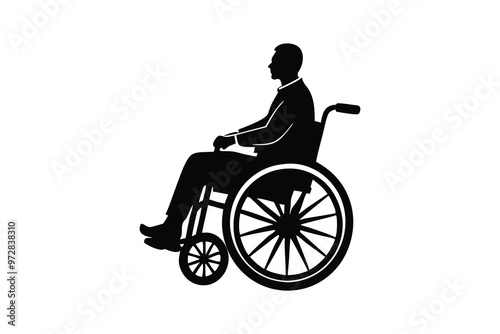 Man in Wheelchair Silhouette Vector Illustration