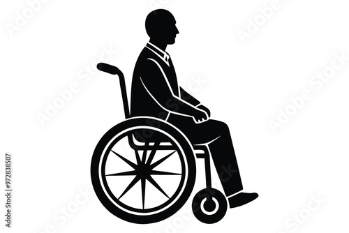 Man in Wheelchair Silhouette Vector Illustration