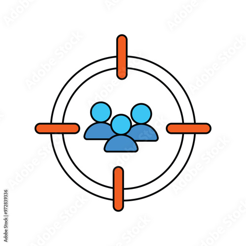 target audience color line icon with white background vector stock illustration