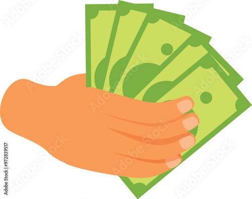 Hand holding money, paying with cash, finance concept