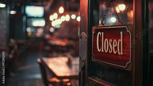 Dimly lit restaurant interior with 