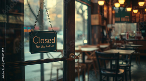 Dimly lit restaurant interior with 