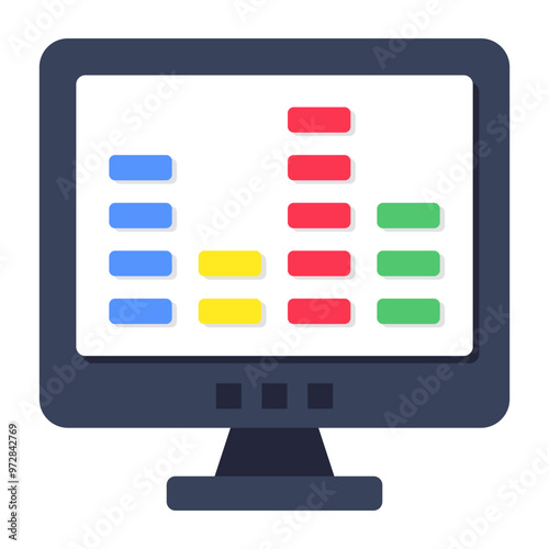 A flat design icon of monitor 