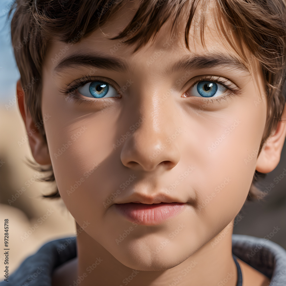 portrait of boy with blue eyes looking at camera on blurred background portrait of boy with blue eyes looking at camera on blurred background
