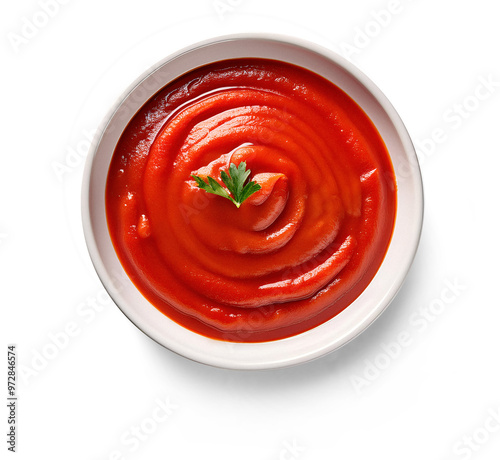 tomato sauce in bowl isolated
