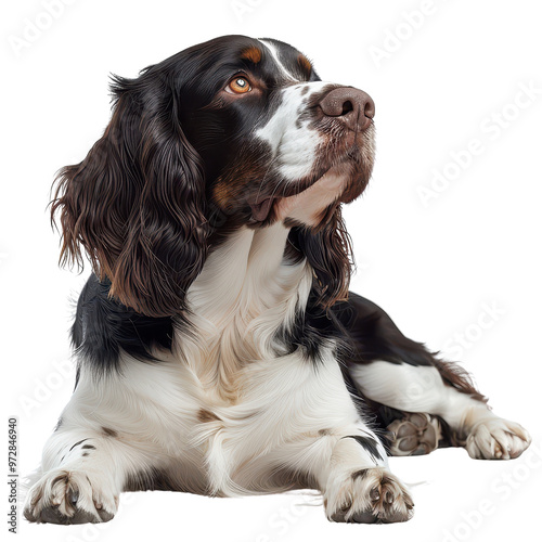 Adorable springer spaniel dog portrait with transparent background