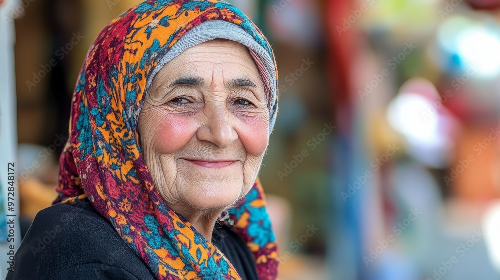 Authentic Beauty: Candid Smile of an Elderly Turkish Woman in Traditional Bindalli Garment Authentic Beauty: Candid Smile of an Elderly Turkish Woman in Traditional Bindalli Garment