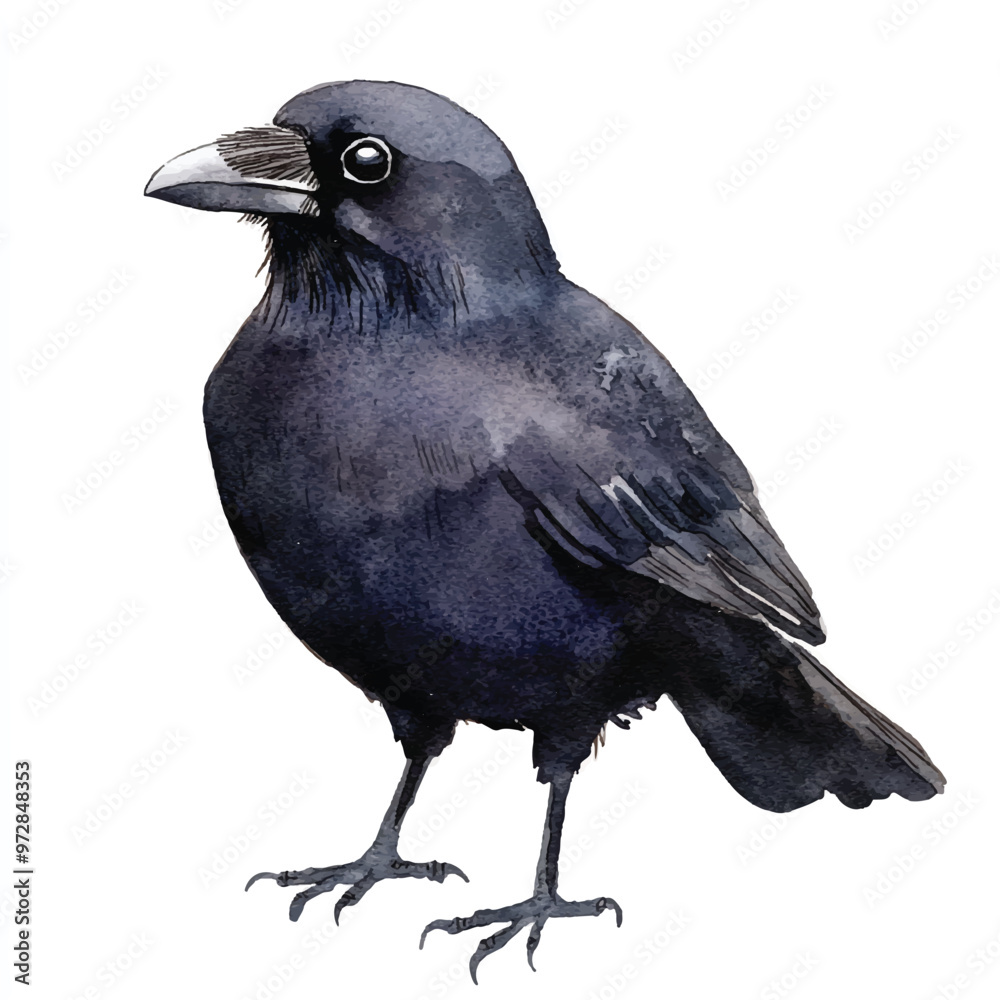 Fototapeta premium cute Crow watercolor clipart illustration isolated