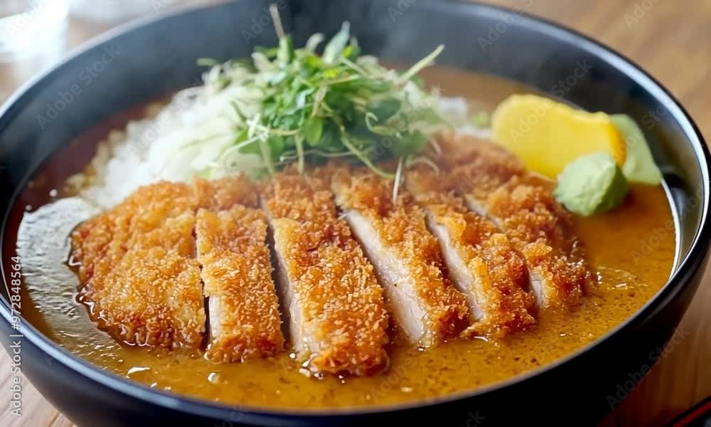 Crispy Chicken Katsu with Rice and Curry