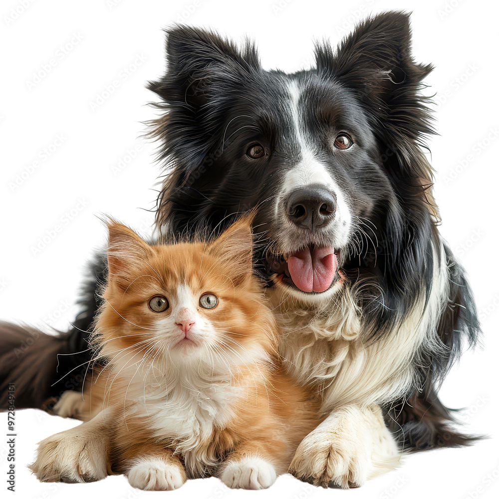 Cute Border Collie Dog and Kitten Best Friends Cute Border Collie Dog and Kitten Best Friends