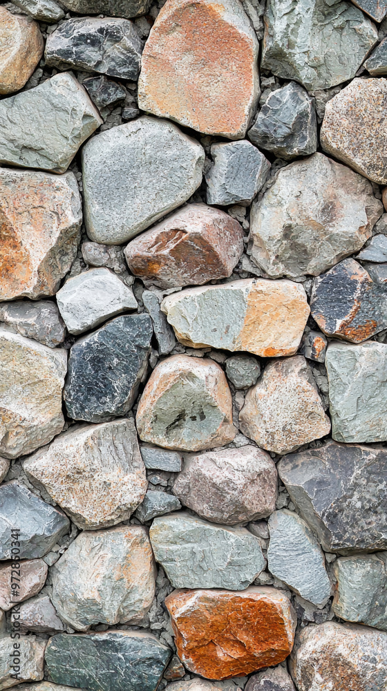 A wall made of large rocks with a few smaller rocks in between A wall made of large rocks with a few smaller rocks in between