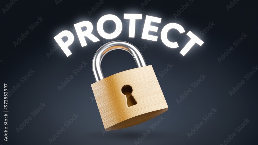 Padlock with 'PROTECT' Concept Padlock with 'PROTECT' Concept