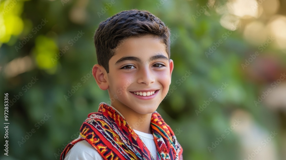 Authentic Teenage Lebanese Boy in Sherwal Smiling Naturally Authentic Teenage Lebanese Boy in Sherwal Smiling Naturally