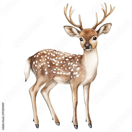 cute deer watercolor clipart illustration isolated