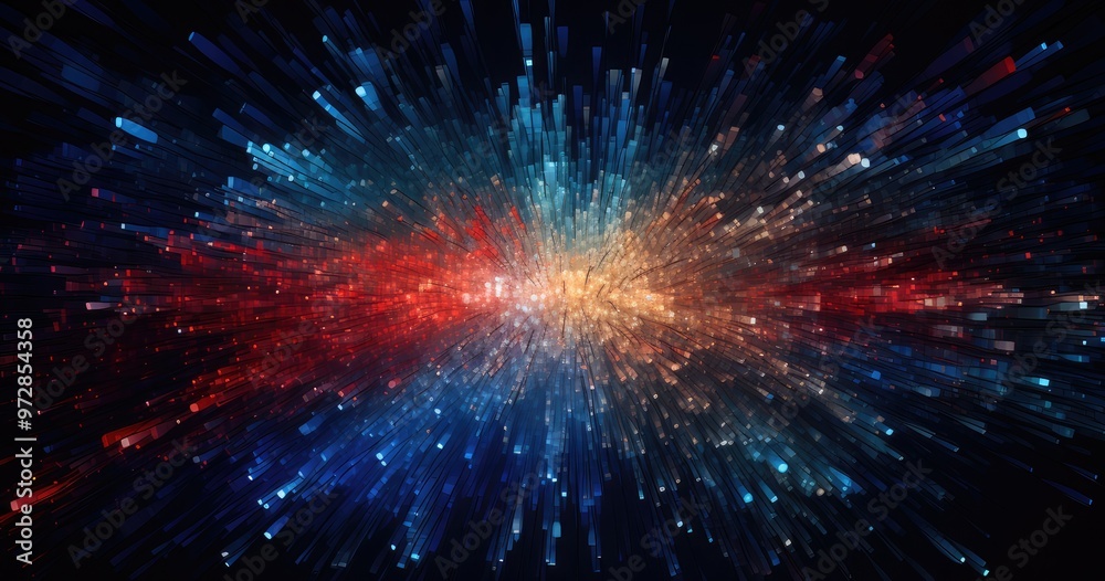 A vibrant explosion of colors and light, creating a dynamic visual effect reminiscent of energy or cosmic phenomena.
