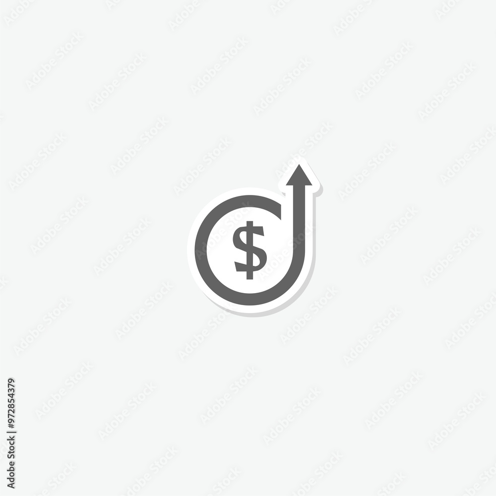 Dollar rate increase icon sticker isolated on gray background Dollar rate increase icon sticker isolated on gray background