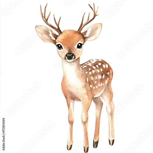 cute deer watercolor clipart illustration isolated