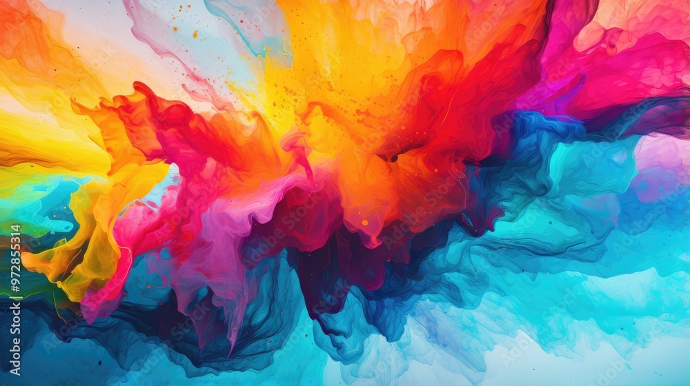 A vibrant explosion of colors blending seamlessly, creating an abstract and dynamic visual experience.