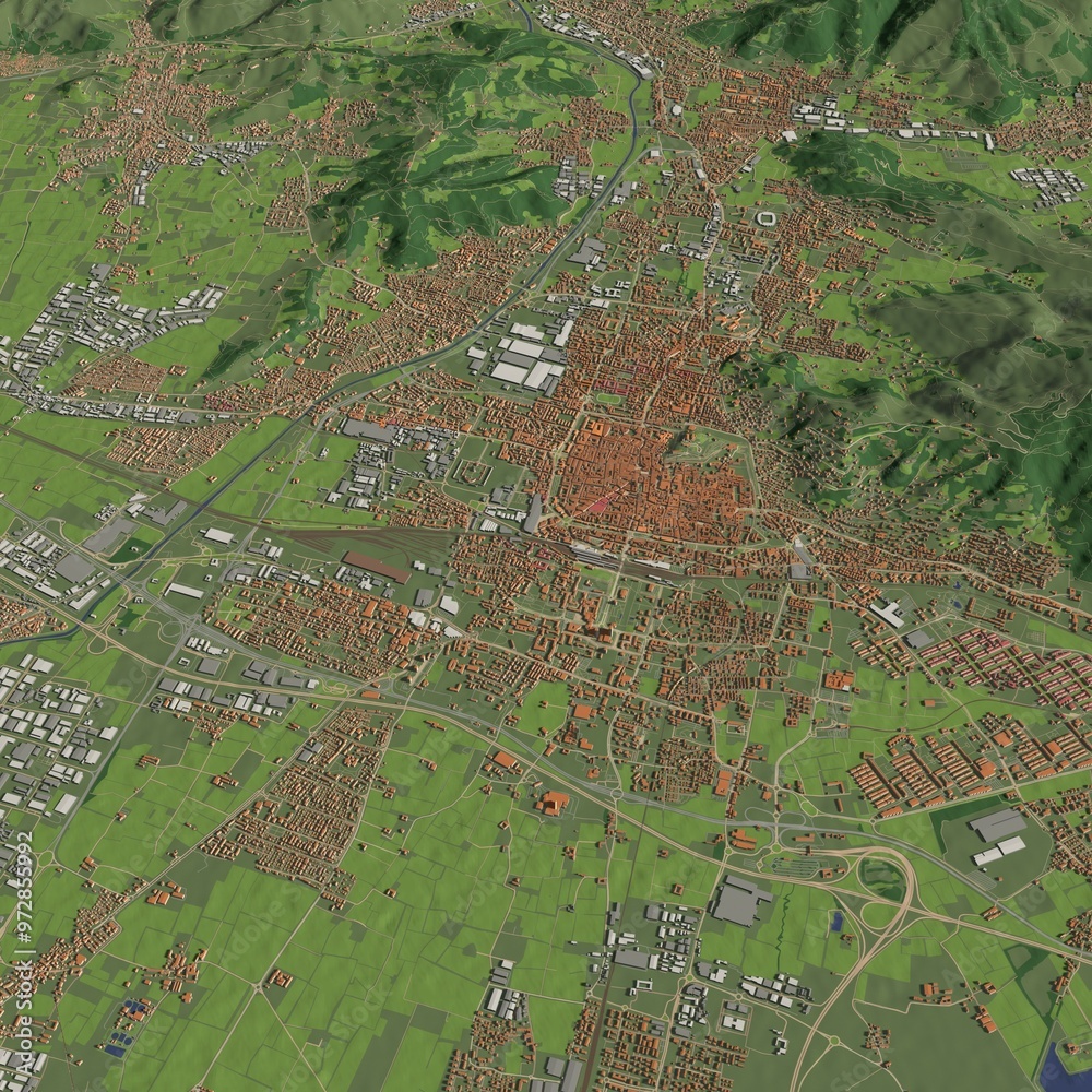 Fototapeta premium 3D illustration of city and urban in Brescia Italy