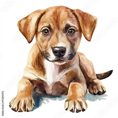 cute dog watercolor clipart illustration isolated