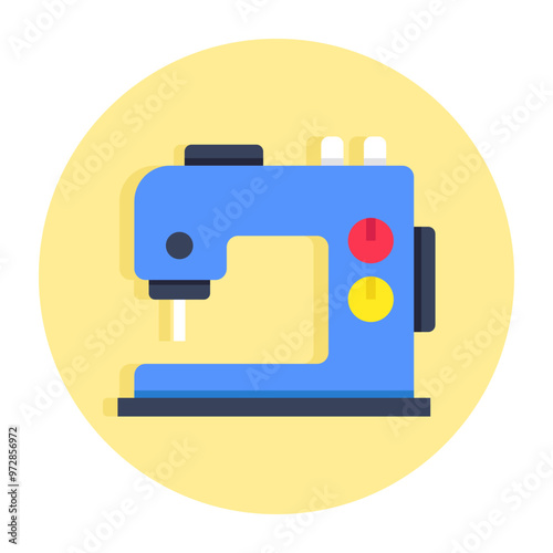 A colored design icon of sewing machine 