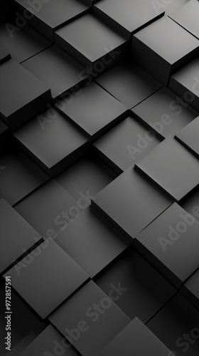 A black and white photo of a wall made of gray blocks