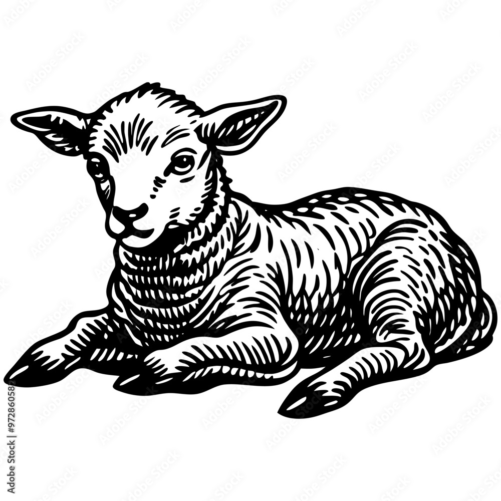 Fototapeta premium Line art sheep vector, line cut sheep, silhouette vector illustration. sheep line art silhouette sketch black and white