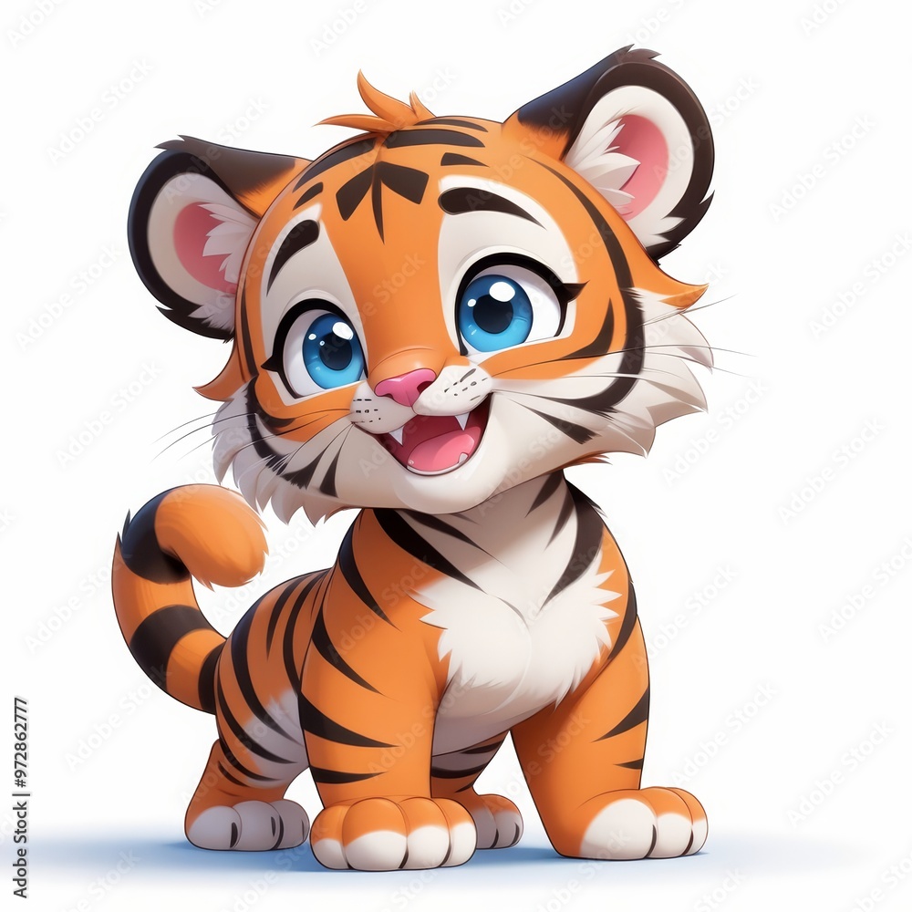 Cute Cartoon Tiger Cub Illustration Cute Cartoon Tiger Cub Illustration