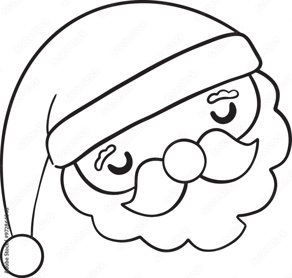 Santa Claus outline, Christmas doodle, cute Santa Claus, decorative illustration, coloring page Santa Claus outline, Christmas doodle, cute Santa Claus, decorative illustration, coloring page