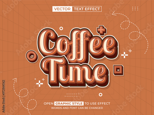 coffee time editable text, font effect, 3d text for title