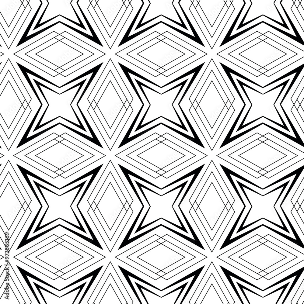 Fototapeta premium Abstract geometric pattern with crosses, stripes, lines. Seamless vector background. White and black ornament. Modern reticulated graphic design.