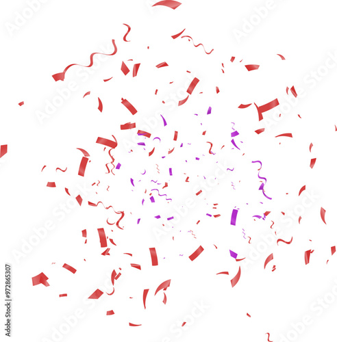 Vector confetti red tinsel, an explosion of confetti on a transparent background. Multicolored confetti