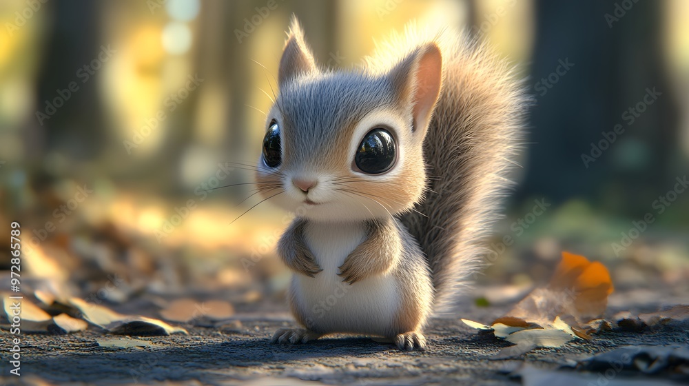 49. **Cute 3D model of a baby squirrel with large eyes and a bushy tail 49. **Cute 3D model of a baby squirrel with large eyes and a bushy tail