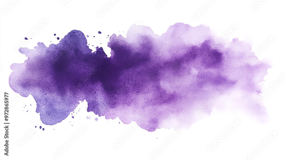 Obraz premium Abstract purple watercolor splash on a white background.