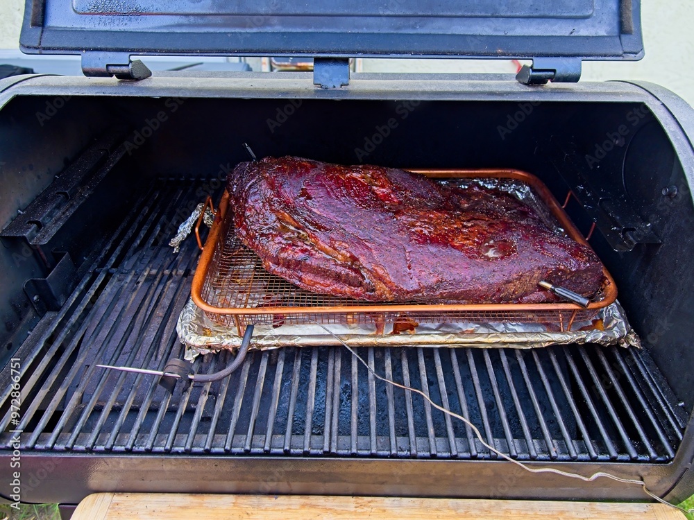 Packer brisket on a smoker