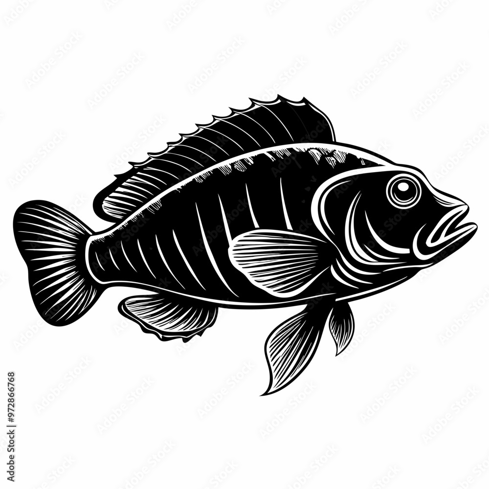 Obraz premium Wrasse Black Vector silhouette
