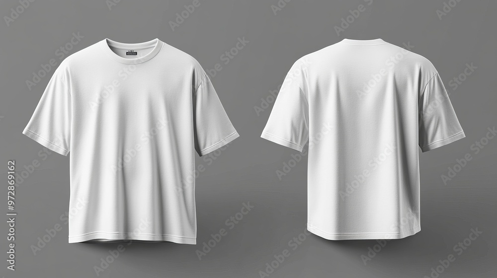 Blank white oversize t-shirt mockup, front and back view Blank white oversize t-shirt mockup, front and back view