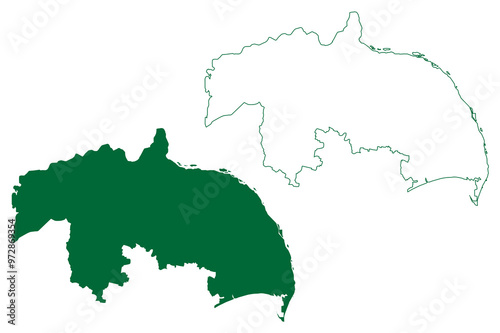 Guntur district (Andhra Pradesh State, Republic of India) map vector illustration, scribble sketch Guntur map