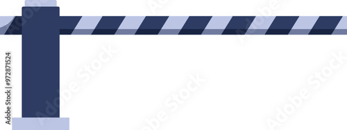 Striped security ramp arm lowering down, restricting access to unauthorized vehicles