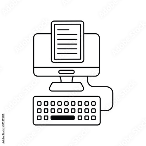 copywriter line icon with white background vector stock illustration