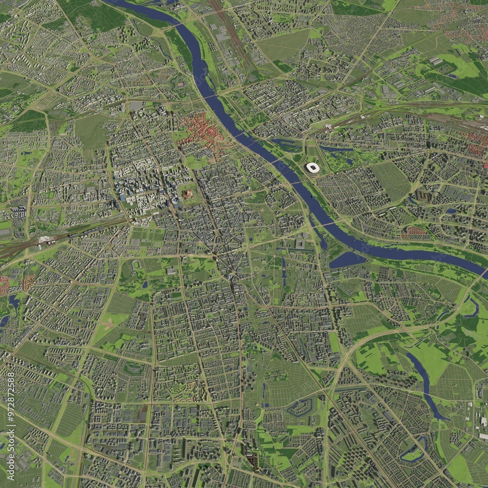 Fototapeta premium 3D illustration of city and urban in Warsaw Poland