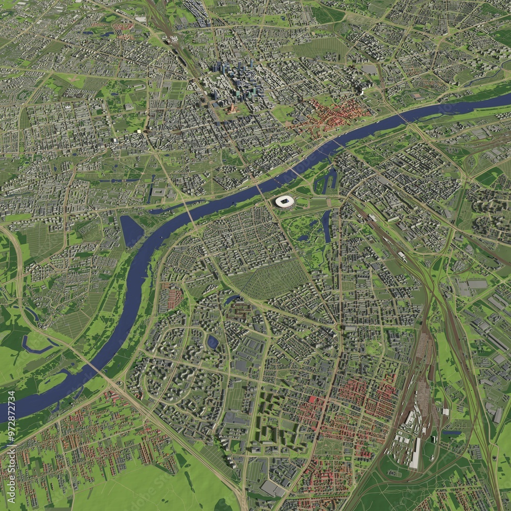 Fototapeta premium 3D illustration of city and urban in Warsaw Poland