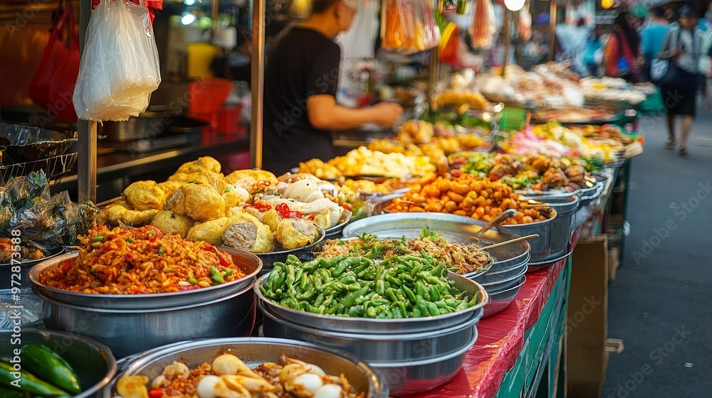 Colorful Vegetarian Delights at a Vibrant East Asian Festival Market Colorful Vegetarian Delights at a Vibrant East Asian Festival Market