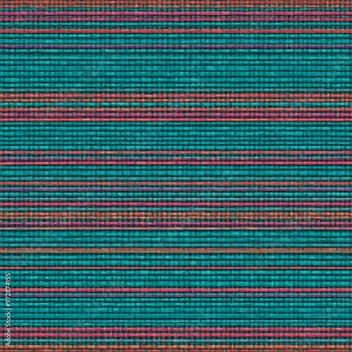 A close-up shot of a blue and red striped fabric background with a textured pattern